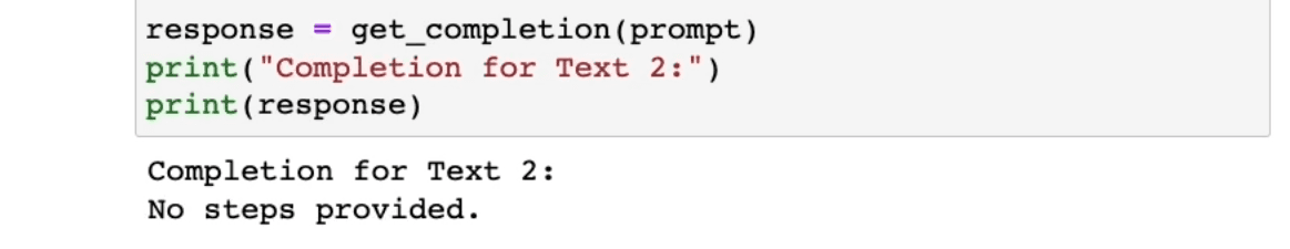 Screenshot of a prompt example for conditions are not satisfied